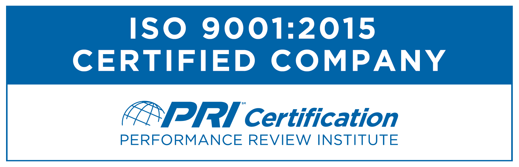 ISO 9001:2015 Certified Company - PRI Certification